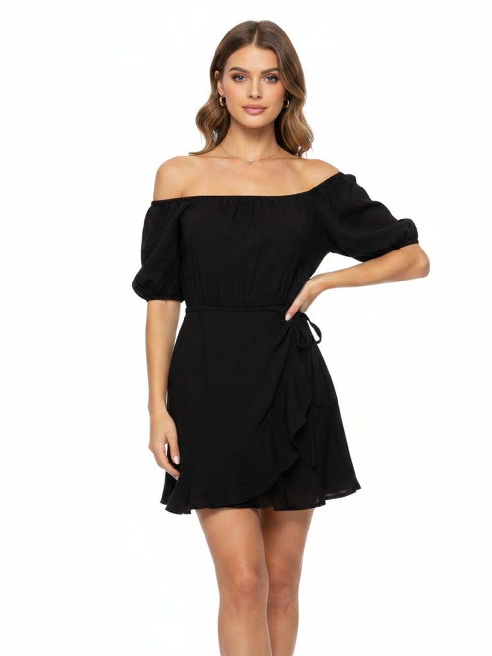 NWOT Trixxi Faux Wrap Dress Black Small